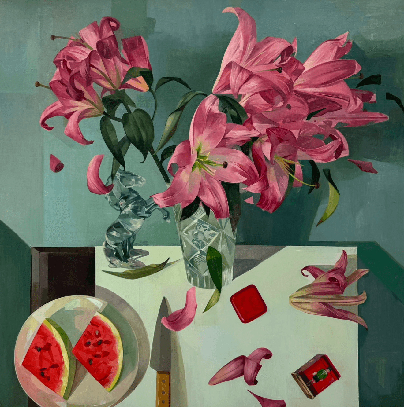 Hanie Soltani: Pink Lilies and watermelon 